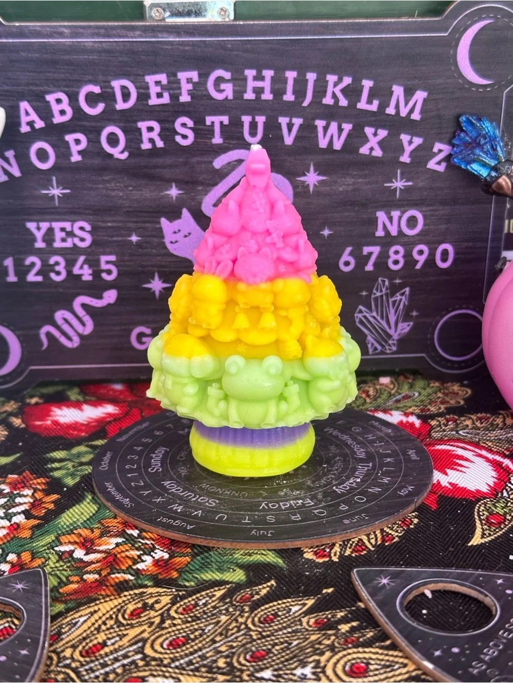 Kawaii Rainbow Critter Tree Candle